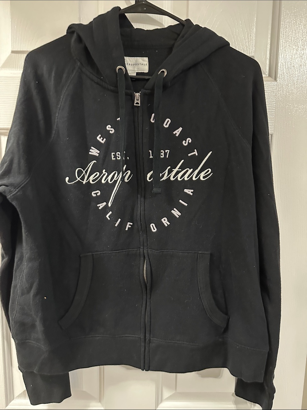 Aeropostale Black Full-Zip Hoodie with Script Logo